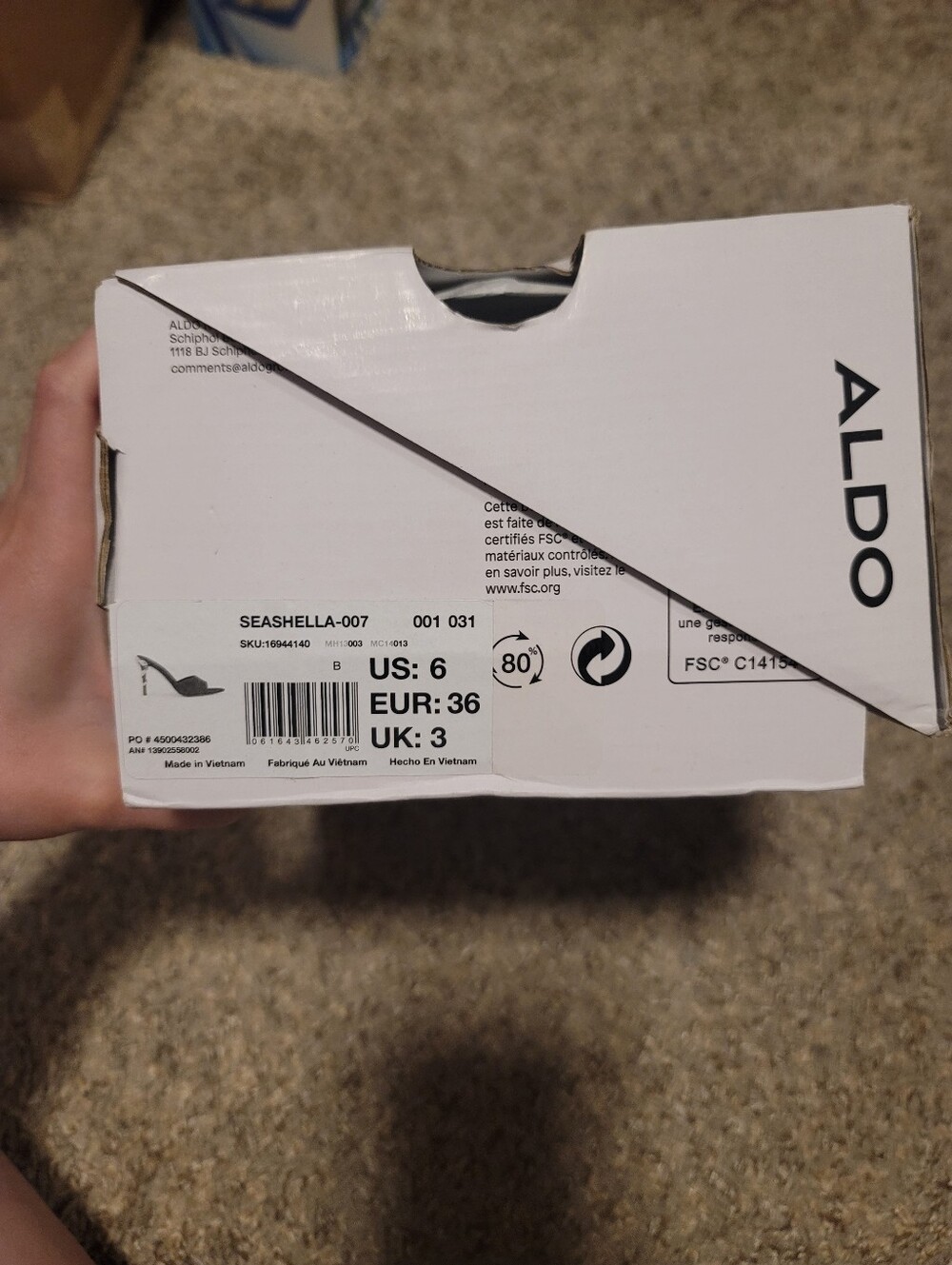 Aldo Seashella Slip On Stiletto Heels Mule Sandals Black Suede Gold Snake 6 - Picture 13 of 13